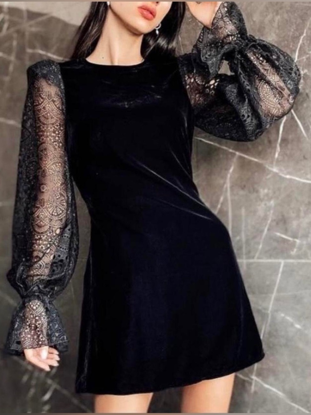 Vampire's Wife x HM Velvety dress with lace sleeves size small